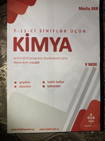 kimya 9 metodik vesait: Kimya Hedef Muşviq Xan ici tertemiz ve seliqeli veziyyetde