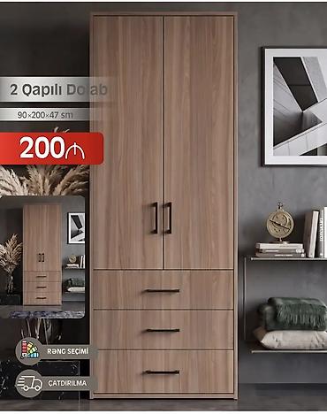 2 qapılı dolab – 90×200×47 sm - Taxta teksturalı, müasir dizayn - Üst