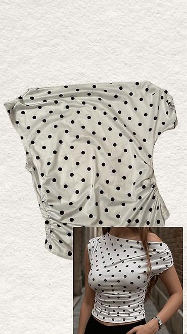 topdan geyim: Qadın üst geyimləri – 4 fərqli model 1) Ağ-qara “polka dot” bluz - — 1