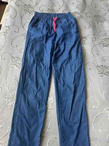 Uşaq şalvarı – yüngül denim/parça materialdan - Rəng: mavi - Kəmər