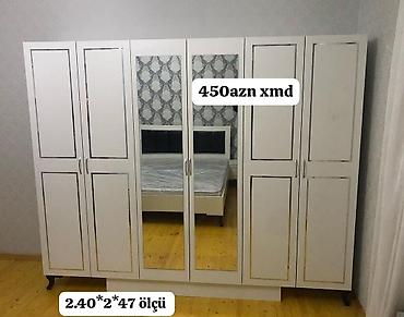 klassik qorka: Yeni, 6 qapı, Güzgülü, Ağ, Açılan, Düz dolab — 1
