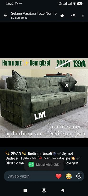 💫 _*DİVAN*_ 💫 *Endirim fürsəti💣* ✔️Qiymət *Sadəcə : 139₼ oldu* 💃 — 1