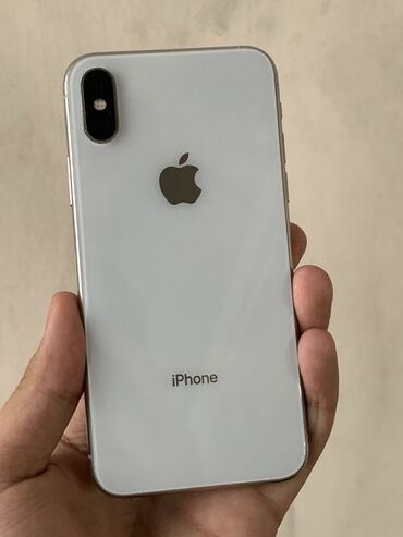 Apple iPhone: IPhone X, Б/у, 256 ГБ, Белый, Защитное стекло, Чехол, 100 %