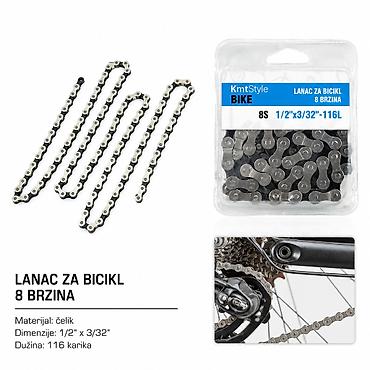KMT Lanac za bicikl 2001503 Lanac za bicikle sa 8 brzina, namenjen za