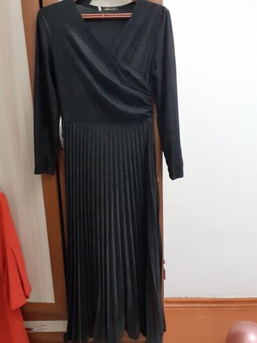 Платья: Вечернее платье, Длинная модель, С рукавами, Стразы, 2XL (EU 44)