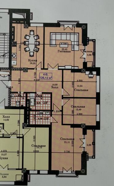 продажа квартир в бишкек: 4 комнаты, 126 м², Элитка, 11 этаж, ПСО (под самоотделку)
