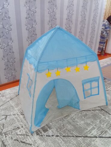 детская коляска с дождевиком: Детская игровая палатка-домик. - Цвет: голубой с белым. - Форма
