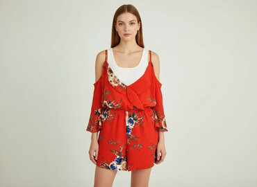 czerwona sukienki plus size: Комбінезон жіночий, розмір S