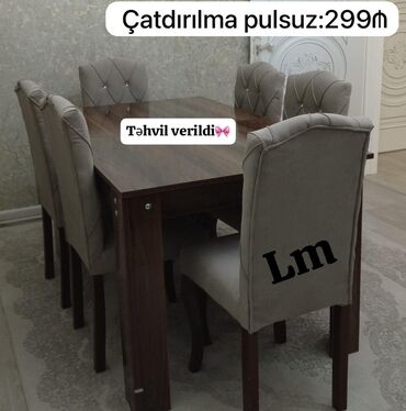 2 ci el stol stul: *Masa dəsti* _*MASA +6 STULL💥*_ Masa bağlı: 90×1.60+6stul: *299₼*