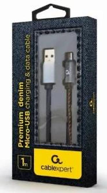 Kablovi za telefone: Cablexpert Premium Denim Micro‑USB kabl – 1 m - Tip konektora: USB‑A — 12