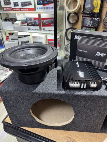 Сабвуферы для авто: Сабвуфер AMP. В сборе . Моноблок с выносным регулятором баса в салон — 12