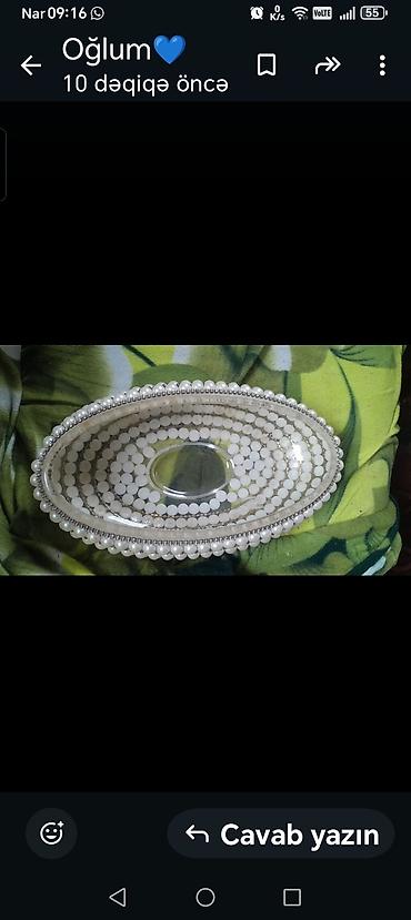 muncuq qabı: Bəzəkli oval qab – dekorativ və servis üçün - Material: şəffaf — 2
