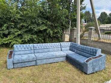 мебель для зала: Угловой диван, цвет - Голубой, Новый