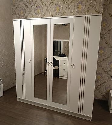 Yeni, 4 qapılı, Güzgülü, Ağ, Açılan, Düz dolab