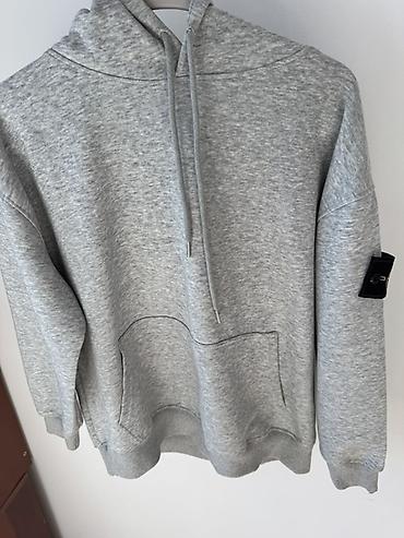ston island: Толстовка Stone Island с капюшоном, серый меланж. - Модель: худи с — 1