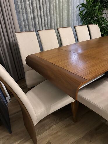 Masa və oturacaq dəstləri: Qonaq otağı üçün, Açılan, Dördbucaq masa, 12 stul — 4