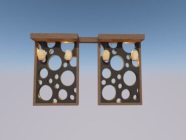 Furniture: Τέσσερα διαχωριστικά δωματίου με ξύλινο πλαίσιο και μαύρη διάτρητη