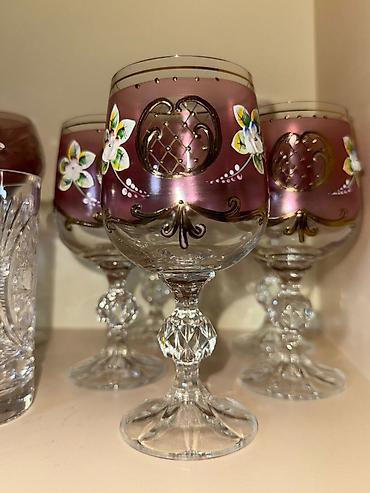 İncəsənət və kolleksiyalar: Satılır – çex istehsalı vintage bokal dəsti 🥂✨ Zövqlə işlənmiş, gözəl — 2