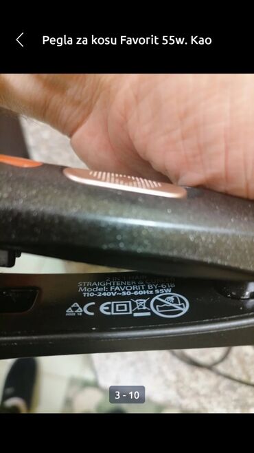 Prese za kosu: Pegla za kosu Favorit 55w kao nova je
 Mirjevo — 8