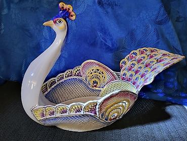 zepter kula: Korpa nova paun za voce rucni rad mrezasti porcelan iz 1999 godine — 7