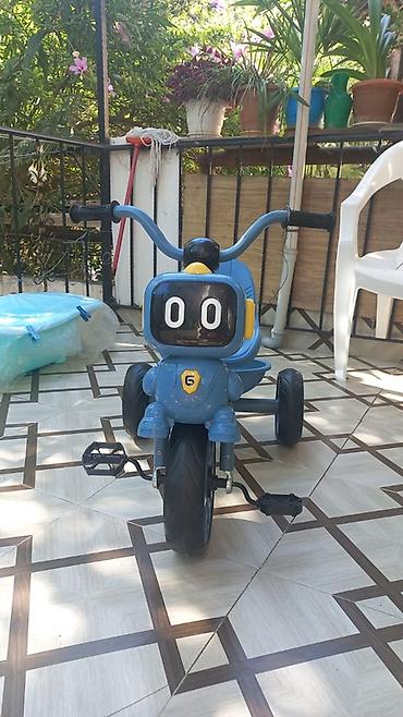 velosiped 3 teker: Uşaq üçtəkərli velosipedi – robot üzü dizaynlı, mavi rəng — 2