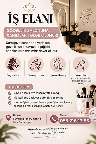 usta daş ustasıhttps lalafo azsumgaiytadsdarvazalarid102333920: Gozellik salonuna sac ustasi dirnaq ustasi kosmetoloq lazimdir — 1