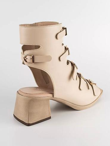 Босоножки, сандалии, шлепанцы: Женские Босоножки-Гладиаторы MAXI на каблуке, бежевые, натуральная — 19