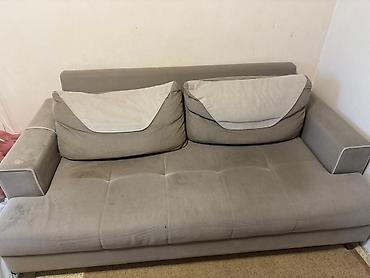 divan ortukleri: Boz rəngli iki nəfərlik divan - Minimalist, müasir dizayn - Geniş — 1
