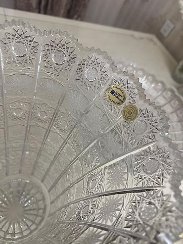 canli baliq: Bohemia kəsim kristal dəst Güldan 36 sm Meyve Qabı30 sm Temiz Tom — 5