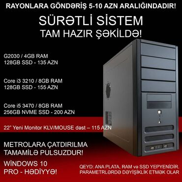 Masaüstü kompüterlər və iş stansiyaları: Masaüstü Kompüterlər “G2030 / CORE i3 / CORE i5” ⭐G2030 / 4GB DDR3 RAM -da lalafo.az — 1 Masaüstü kompüterlər və iş stansiyaları: Masaüstü Kompüterlər “G2030 / CORE i3 / CORE i5” ⭐G2030 / 4GB DDR3 RAM — 1
