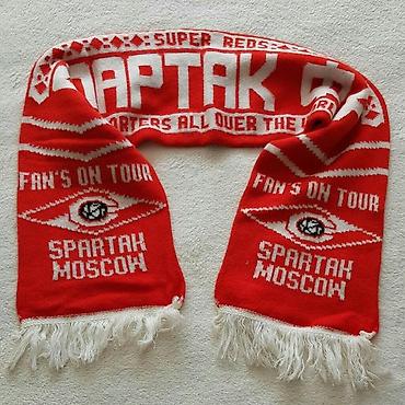 türkmən tekstil: Spartak Moscow azarkeş şərfi. - Rəng: qırmızı-ağ - Üzərində yazılar — 1