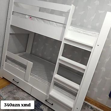carpayi: Ağ rəngli iki mərtəbəli uşaq çarpayısı - Kompakt dizayn: iki yataq — 1
