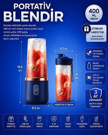 blender ehtiyat hisseleri: Portativ elektrikli cahan-blender ZEMANAT – gündəlik smuzi və meyvə — 1