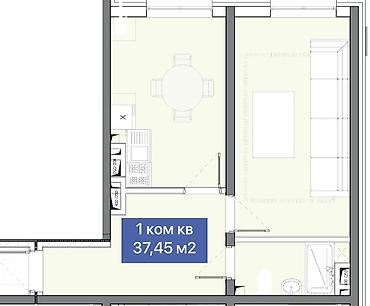 1 комната, 37 м², Элитка, 3 этаж