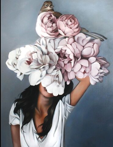 Şəkillər, tablolar: 🖼️Tək tablo. 🌷Xanım portreti.🌷 👁️Kətan, yağlı boya. 💙Qiymətlər ölçü — 5