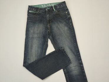 jeansy wide leg z dziurami: Spodnie jeansowe, Pepperts!, 13 lat, 158, stan - Dobry