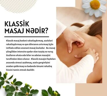 masaj baki birja: Müalicəvi masaj, Uşaqlar üçün, Kişilər üçün, Qadınlar üçün, Evə gəlməklə