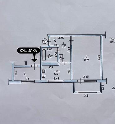 105: 2 комнаты, 18 м², Кок-Жар мкр 105 серия, 7 этаж — 2