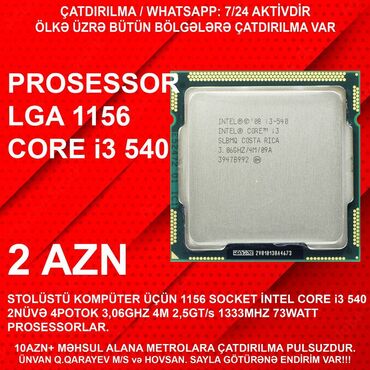 Operativ yaddaş (RAM): Prosessor Intel Core i3 Core i3 1ci nəsil, 2-3 GHz, 4 nüvə, İşlənmiş