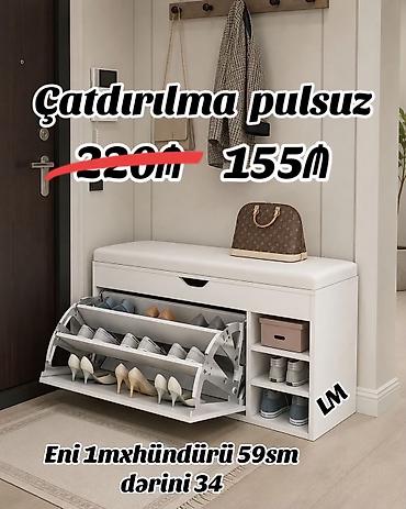 pulsuz mebel: Ayaqqabı dolabı-oturacaq kombinə edilmiş mebel. - Rəng: ağ - Üstündə — 1