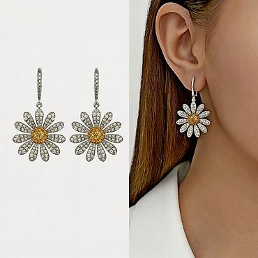 amber elixir: Серьги сөйкөлөр У выполнены в изящной форме ромашек, символизирующих — 2