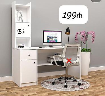 купить кресло: Ağ rəngli iş masası – çoxfunksiyalı dizayn - Sağlam laminat/MDF — 1