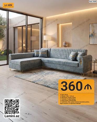Divanlar: LA MINI – Künc Divan - Ölçülər: 260 × 160 sm - Mexanizm: açılan — 1