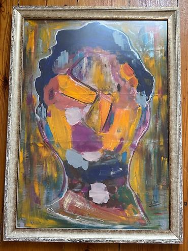 balon boya: Abstrakt portret rəsm əsəri - Texnika: kətan üzərində akril/yağlı — 1