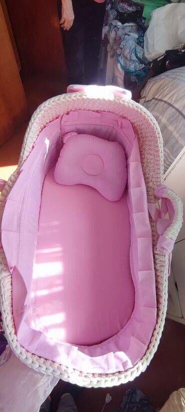 Другие товары для новорождённых: Плетёная люлька для новорождённого с комплектом текстиля и — 4