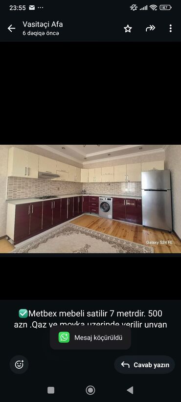 фартук для кухни: ✅Metbex mebeli satilir 7 metrdir. 500 azn .Qaz ve moyka uzerinde