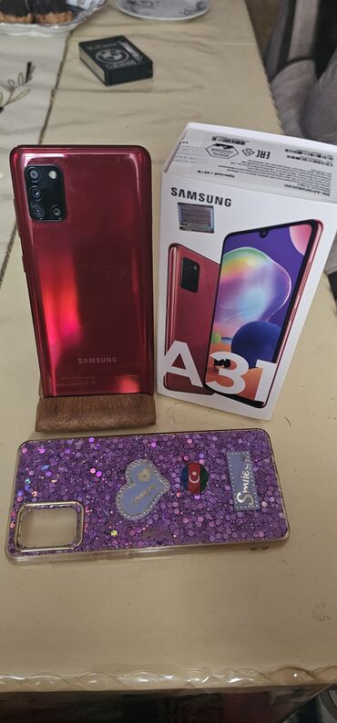 samsung x830: Samsung Galaxy A31, 64 GB, rəng - Qırmızı, Barmaq izi, İki sim kartlı