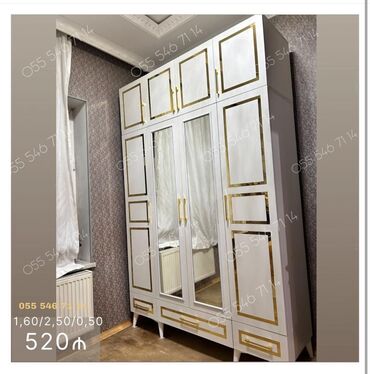 Dolablar: Yeni, 4 qapılı Düz dolab, Qarderob, paltar dolabı