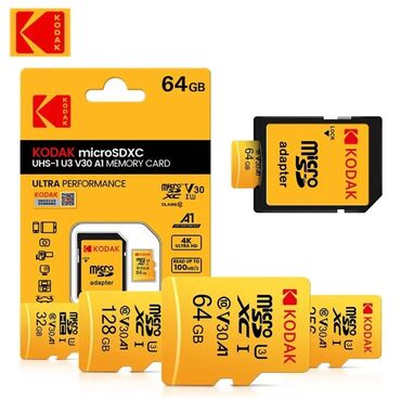 yadaş kartı: Kodak micro SD kart. 64 GB. ORIGINAL AĞZI BAĞLI QUTU Mobil telefonlar