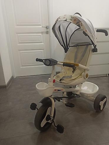 velosiped 3 teker: Uşaq üçtəkərli velosipedi/araba tipli tricikl - Rəng: ağ/bej tonları — 1